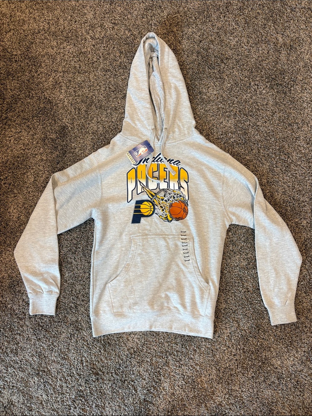 NBA Indiana Pacers Light Gray Hoodie with Yellow and Navy Graphic